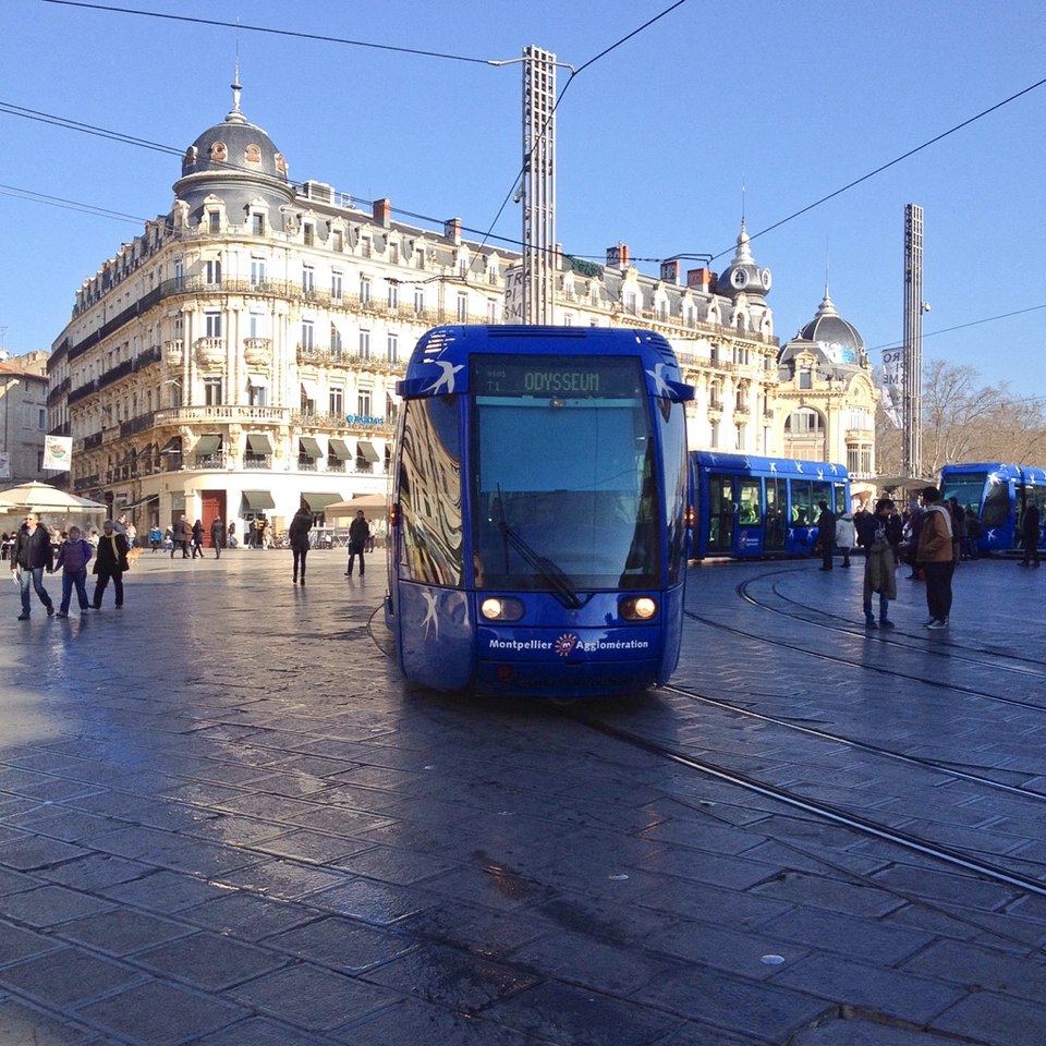 Moderne Straßenbahn in Montpellier